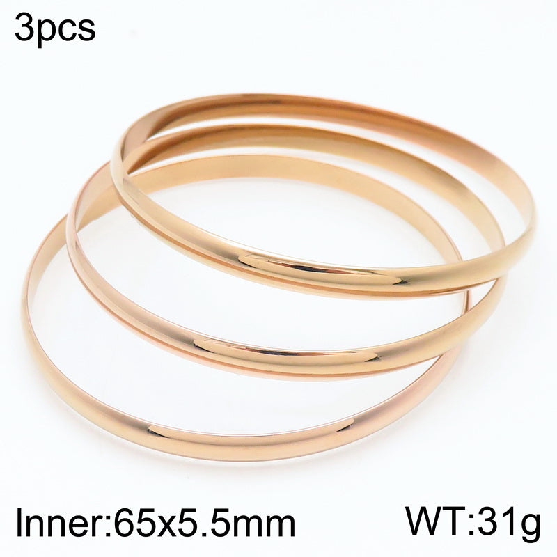 Simple Style Round Stainless Steel 18K Gold Plated Bangle In Bulk