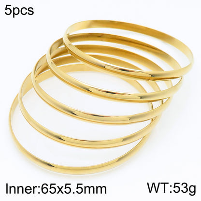 Simple Style Round Stainless Steel 18K Gold Plated Bangle In Bulk