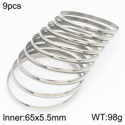 Simple Style Round Stainless Steel 18K Gold Plated Bangle In Bulk