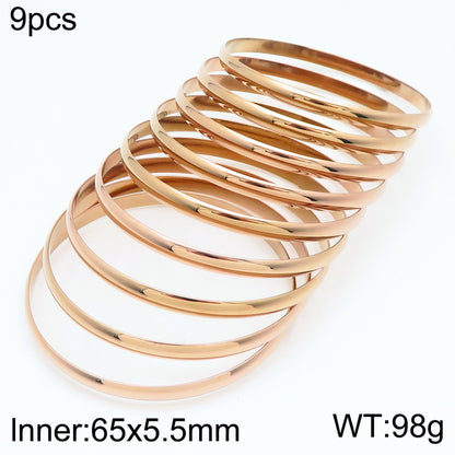 Simple Style Round Stainless Steel 18K Gold Plated Bangle In Bulk