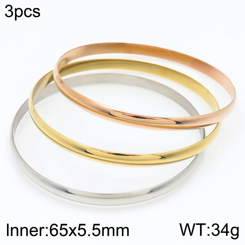 Simple Style Round Stainless Steel 18K Gold Plated Bangle In Bulk