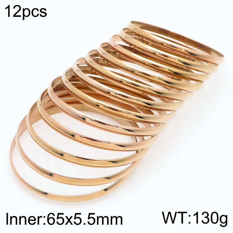 Simple Style Round Stainless Steel 18K Gold Plated Bangle In Bulk