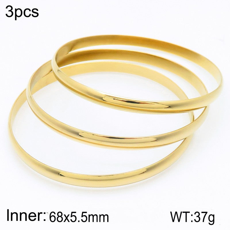 Simple Style Round Stainless Steel 18K Gold Plated Bangle In Bulk