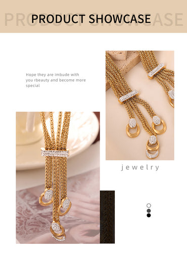 Titanium Steel 18K Gold Plated Elegant Simple Style Cool Style Belt Layered Inlay Rhinestones Bracelets Necklace