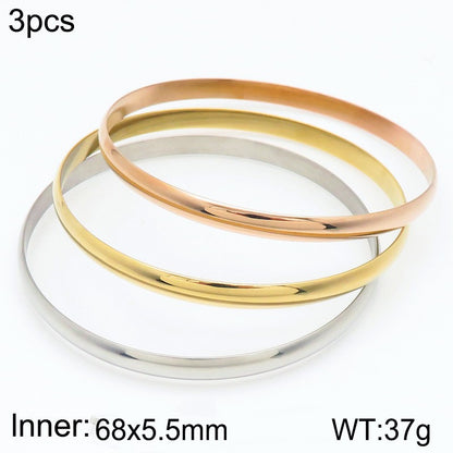 Simple Style Round Stainless Steel 18K Gold Plated Bangle In Bulk