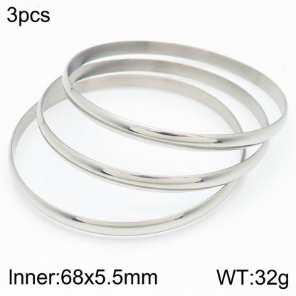 Simple Style Round Stainless Steel 18K Gold Plated Bangle In Bulk