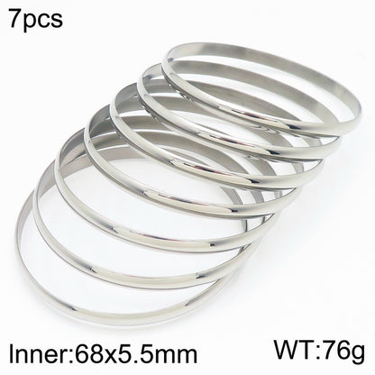 Simple Style Round Stainless Steel 18K Gold Plated Bangle In Bulk