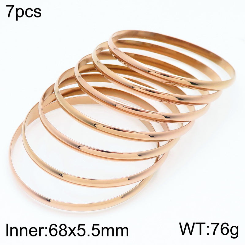 Simple Style Round Stainless Steel 18K Gold Plated Bangle In Bulk