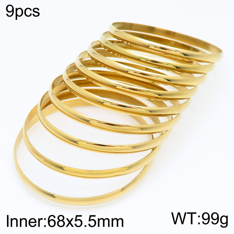 Simple Style Round Stainless Steel 18K Gold Plated Bangle In Bulk