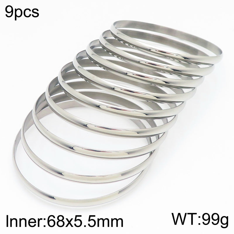 Simple Style Round Stainless Steel 18K Gold Plated Bangle In Bulk