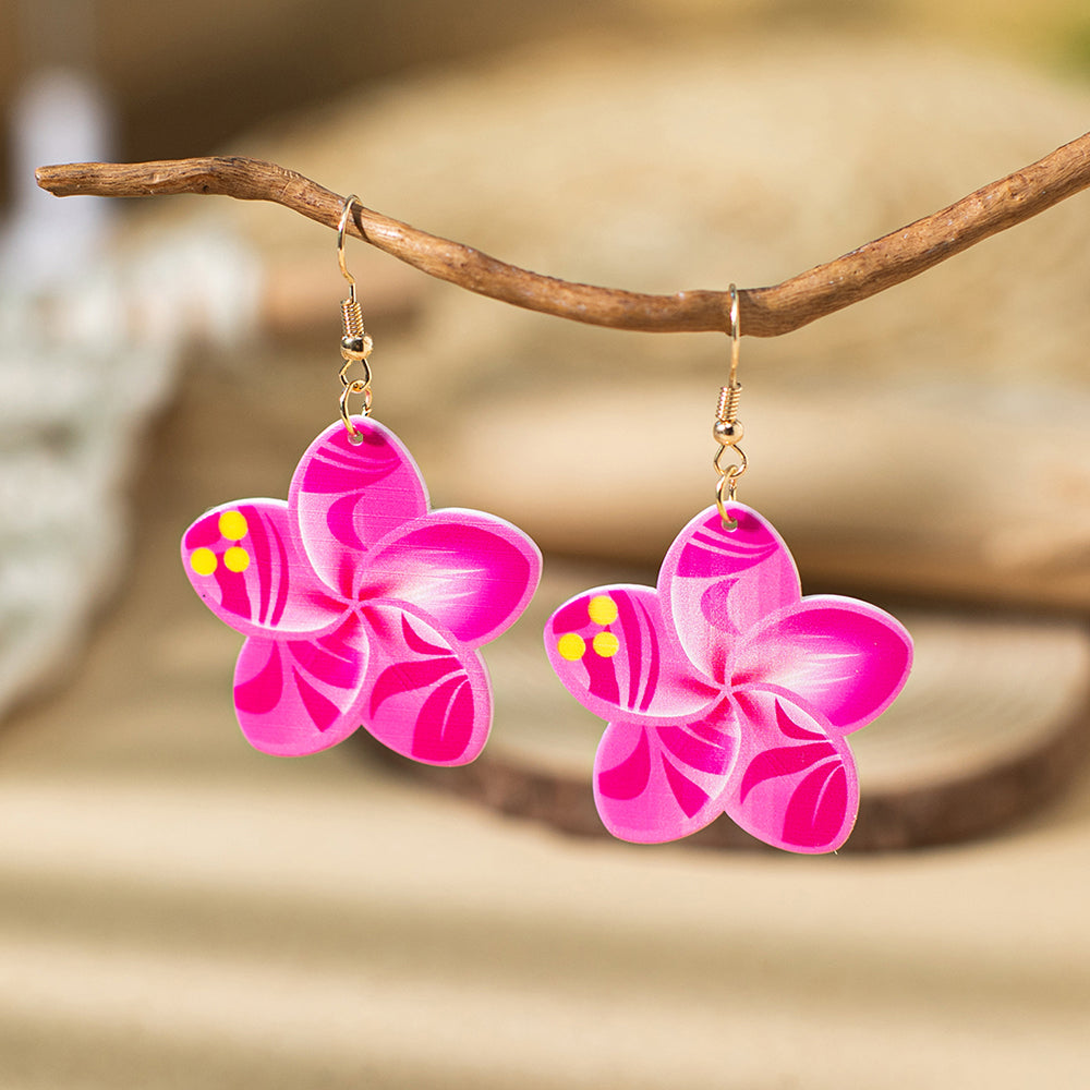 1 Pair Vacation Flower Wood Ear Hook