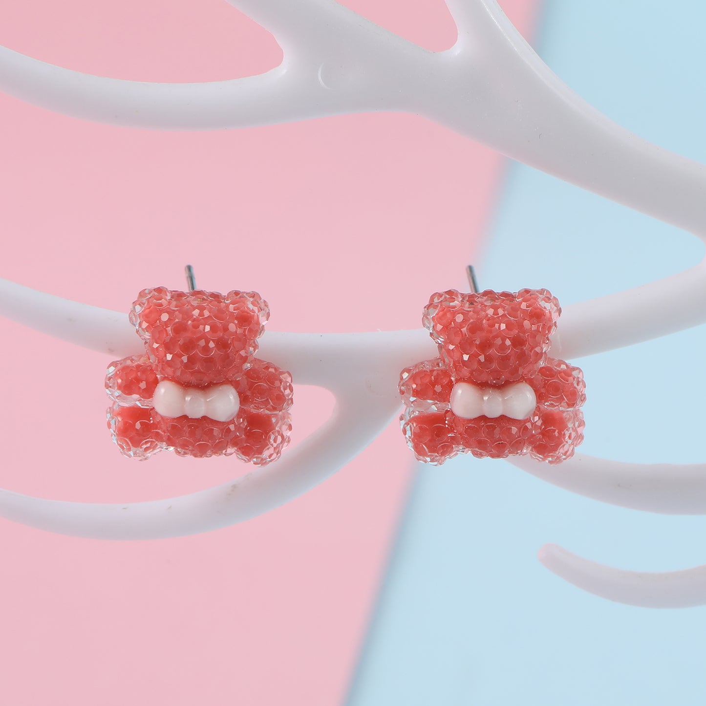 1 Pair Cute Animal Bear Three-dimensional Alloy Plastic Ear Studs