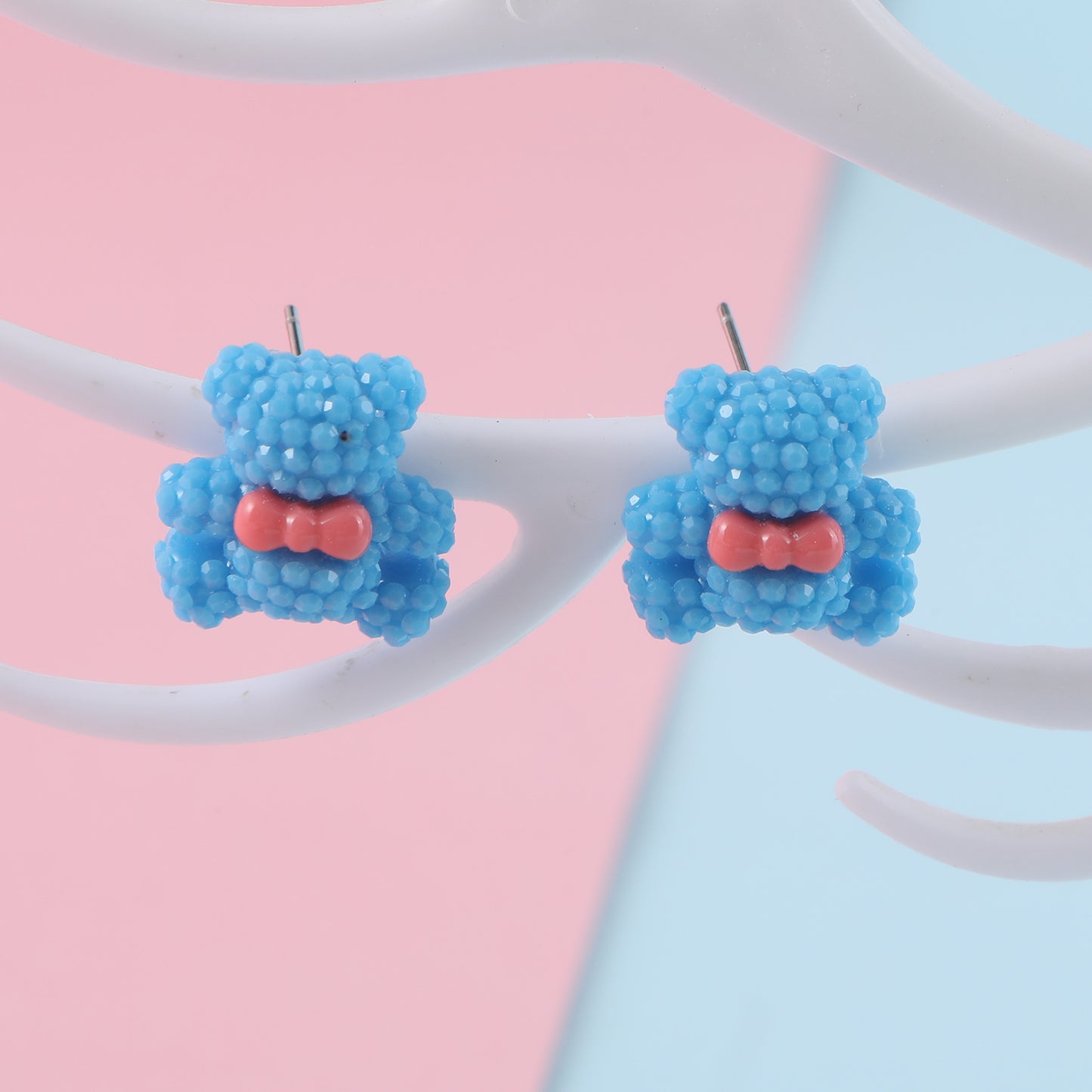 1 Pair Cute Animal Bear Three-dimensional Alloy Plastic Ear Studs