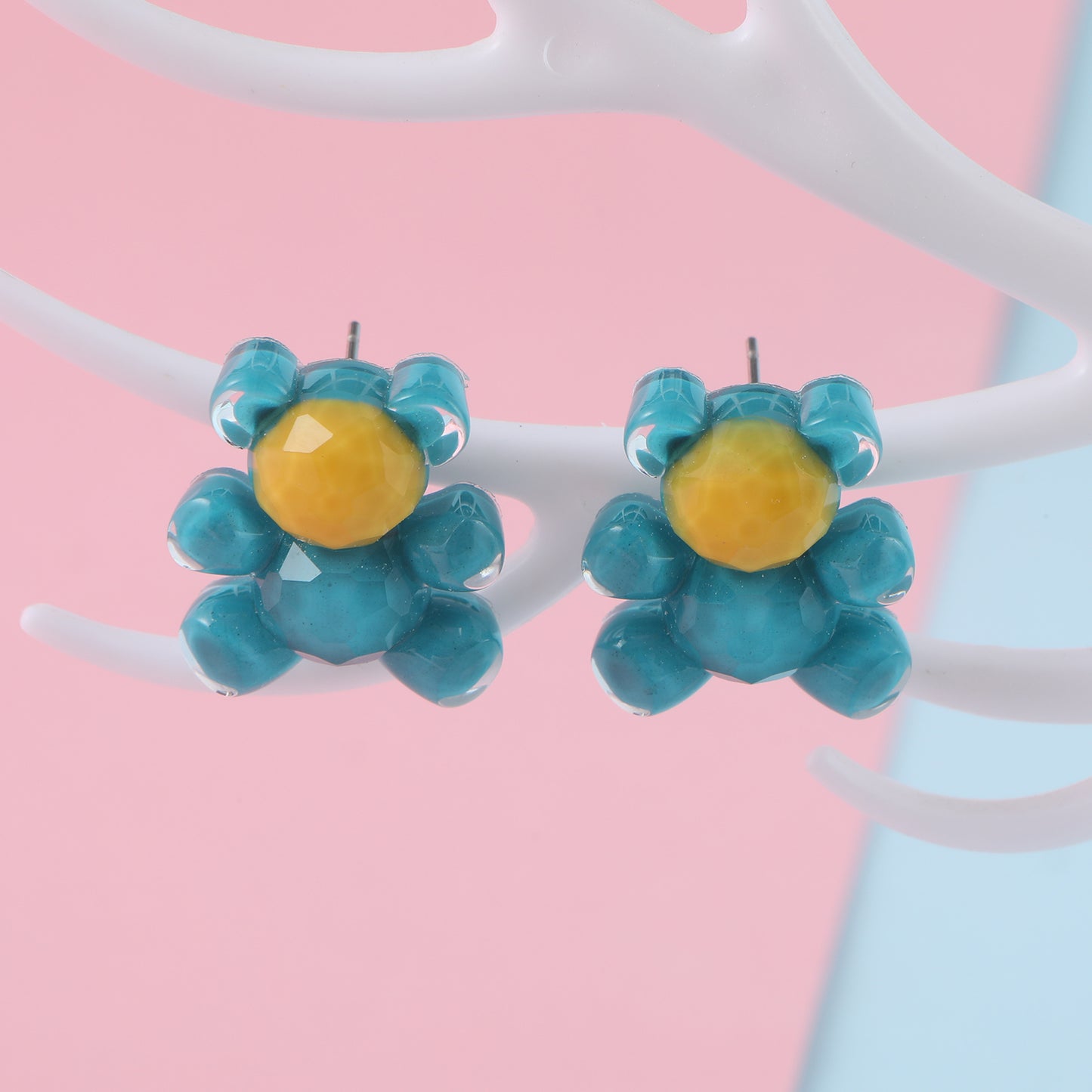 1 Pair Cute Animal Bear Three-dimensional Alloy Plastic Ear Studs