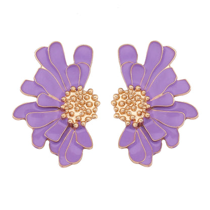 1 Pair Sweet Flower Enamel Plating Alloy Ear Studs