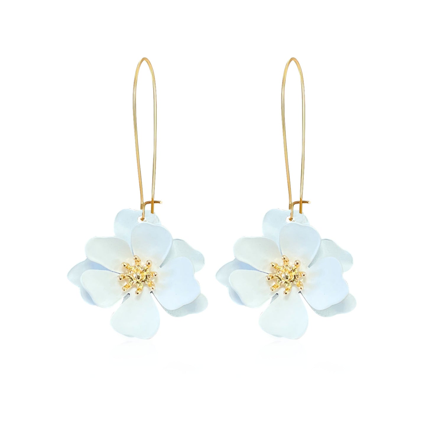 1 Pair Vintage Style Simple Style Flower Spray Paint Plating Metal Drop Earrings