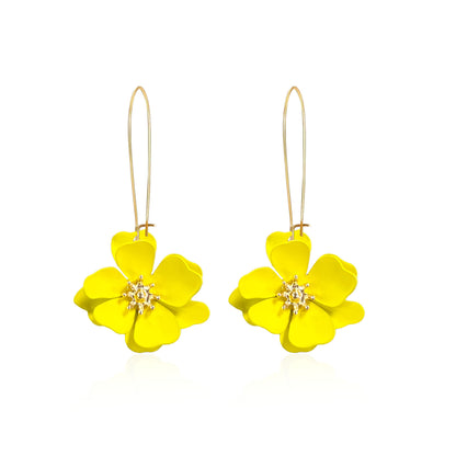 1 Pair Vintage Style Simple Style Flower Spray Paint Plating Metal Drop Earrings