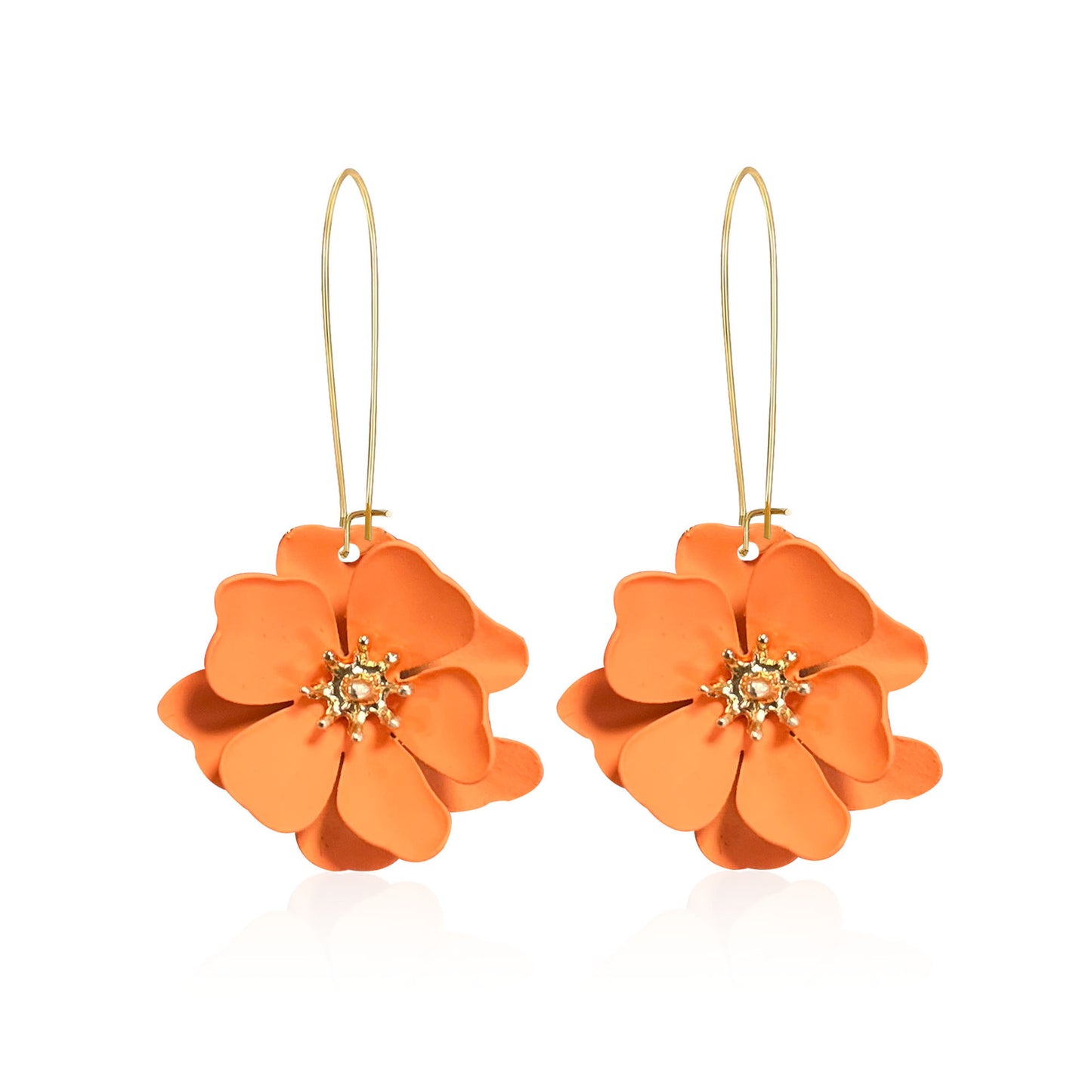 1 Pair Vintage Style Simple Style Flower Spray Paint Plating Metal Drop Earrings