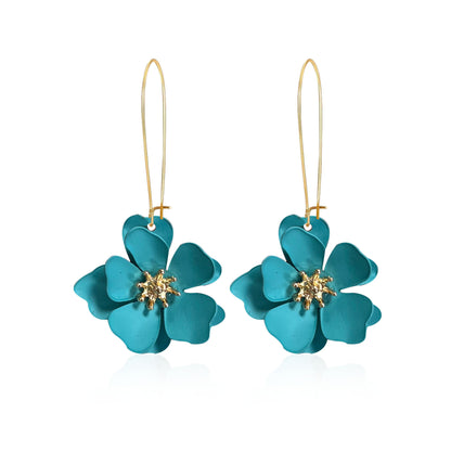 1 Pair Vintage Style Simple Style Flower Spray Paint Plating Metal Drop Earrings