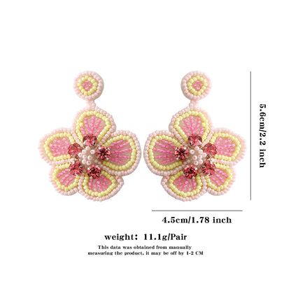 1 Pair Pastoral Flower Glass Drop Earrings