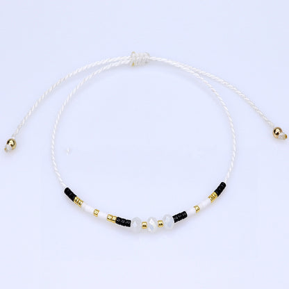 Retro Geometric Artificial Crystal Seed Bead Rope Women'S Drawstring Bracelets