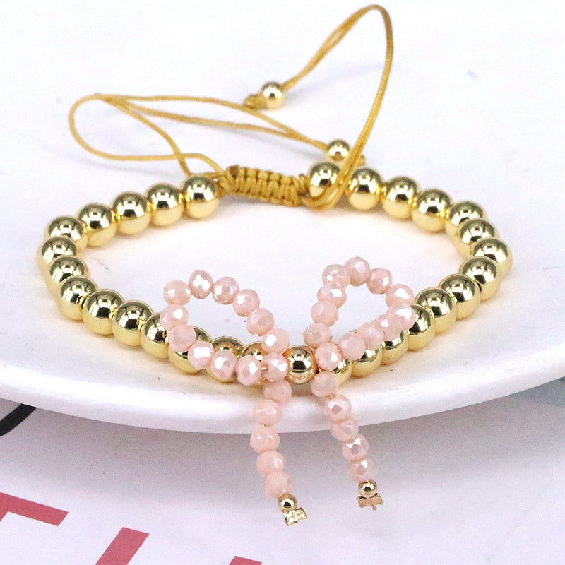 Elegant Vintage Style Simple Style Bow Knot Artificial Crystal Copper Beaded Women's Bracelets