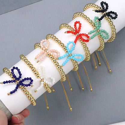 Elegant Vintage Style Simple Style Bow Knot Artificial Crystal Copper Beaded Women's Bracelets