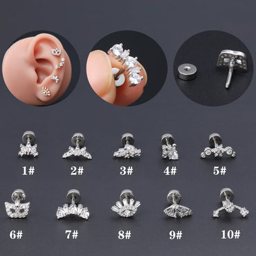 1 Piece Classic Style Geometric Polishing Plating Inlay Stainless Steel Copper Diamond 18K Gold Plated Cartilage Earrings