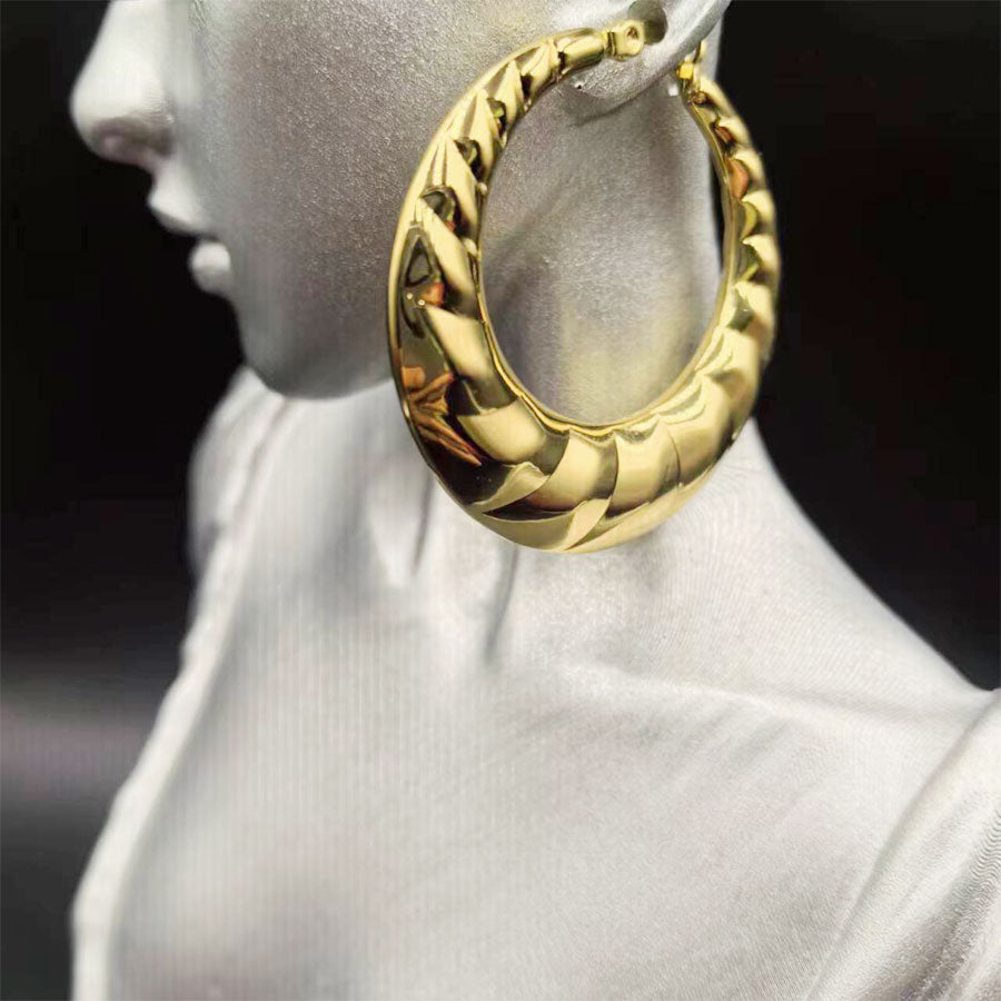 1 Pair Retro Roman Style Geometric Stainless Steel Earrings