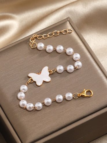 Simple Style Butterfly Artificial Pearl Alloy Women's Bracelets