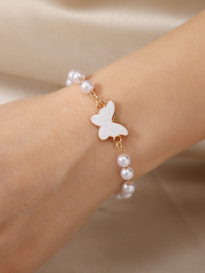 Simple Style Butterfly Artificial Pearl Alloy Women's Bracelets