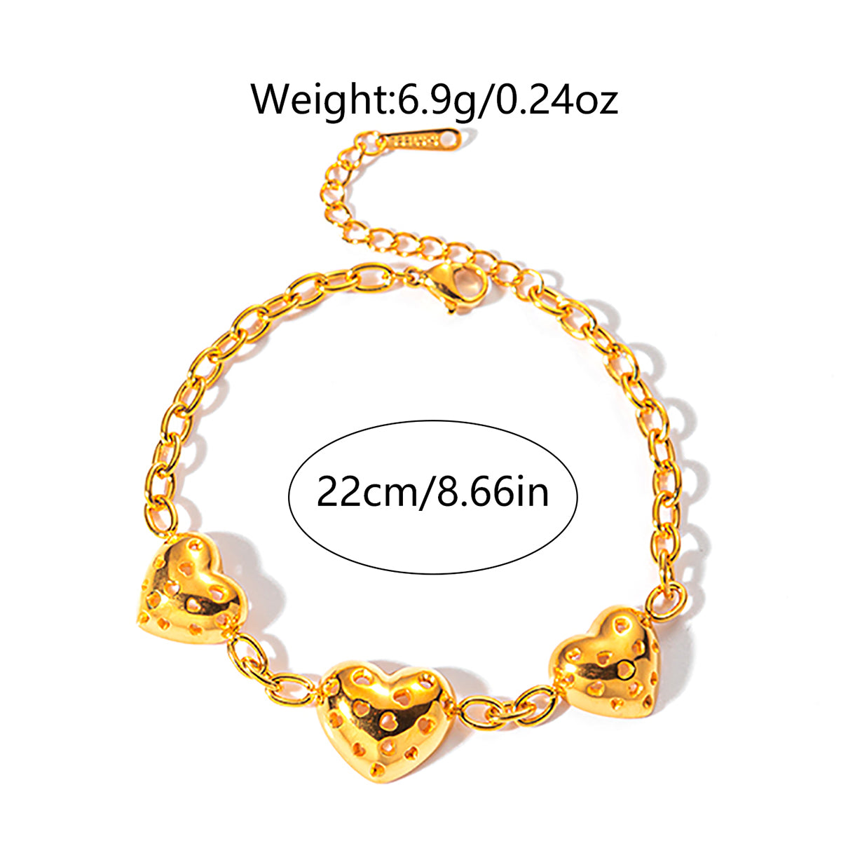 Stainless Steel Gold Plated Vintage Style Heart Shape Hollow Out Bracelets