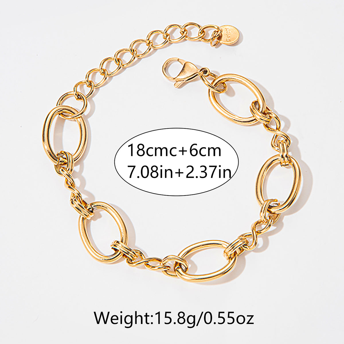 Stainless Steel Gold Plated Classic Style Double Ring Patchwork Hollow Out Bracelets