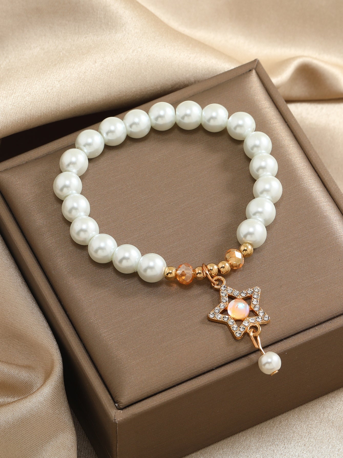 Cute Pastoral Pentagram Alloy Glass Beaded Rhinestones Women's Bracelets