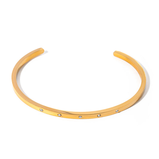 Stainless Steel 18K Gold Plated IG Style Elegant Solid Color Bangle