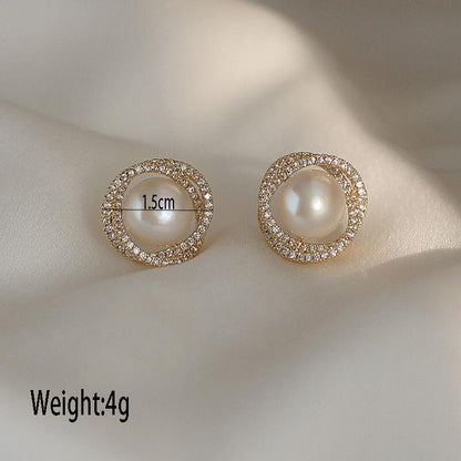 1 Pair IG Style Simple Style Classic Style Geometric Pearl Inlay Alloy Rhinestones Ear Studs