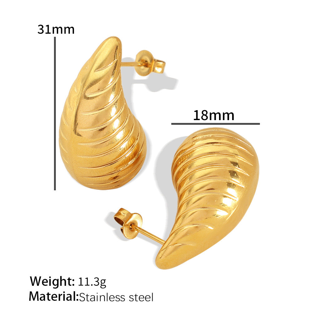 1 Pair Retro Roman Style Water Droplets Plating Titanium Steel 18K Gold Plated Ear Studs