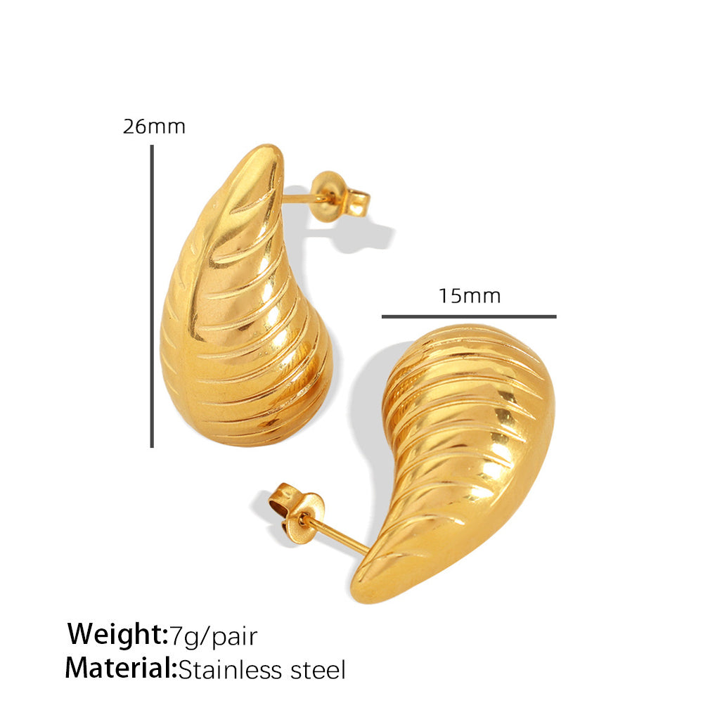 1 Pair Retro Roman Style Water Droplets Plating Titanium Steel 18K Gold Plated Ear Studs