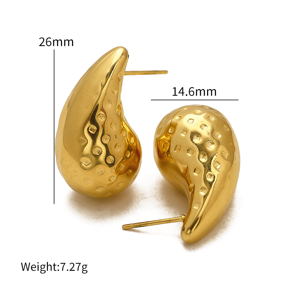 1 Pair Retro Roman Style Water Droplets Plating Titanium Steel 18K Gold Plated Ear Studs