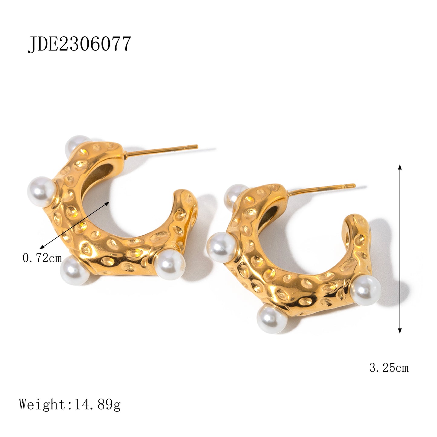 1 Pair Elegant Simple Style C Shape Plating Inlay Stainless Steel Artificial Pearls 18K Gold Plated Ear Studs