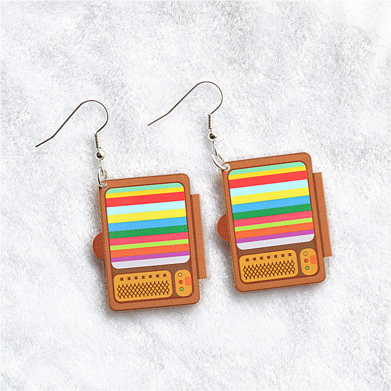 1 Pair Cute Funny Geometric Rubik'S Cube Arylic Alloy Drop Earrings