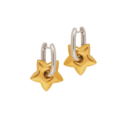 1 Pair Casual Elegant Pentagram Titanium Steel 18K Gold Plated Drop Earrings