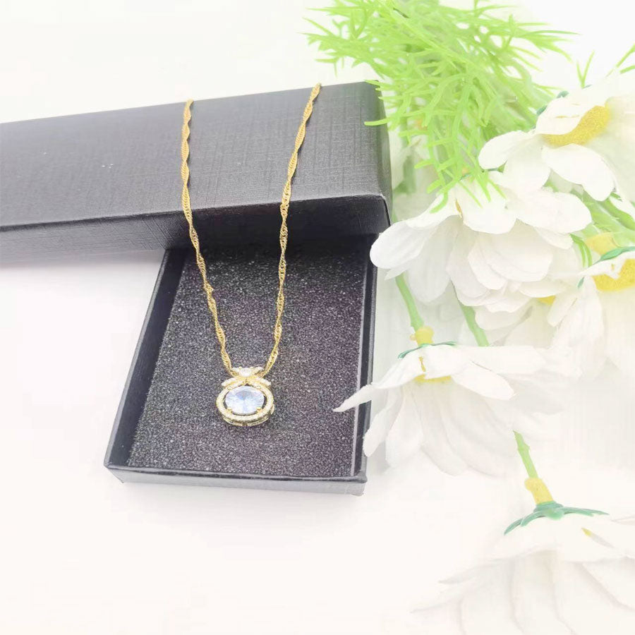 Stainless Steel Elegant Lady Geometric Pendant Necklace