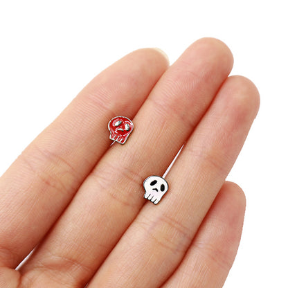 1 Piece Cute Wedding Pastoral Grimace Epoxy Stainless Steel Copper White Gold Plated Ear Studs