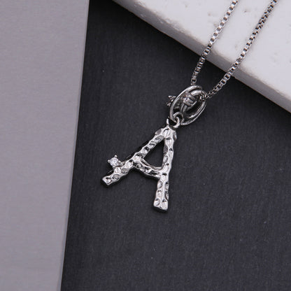 Copper White Gold Plated Simple Style Shiny Letter Inlay Zircon Pendant Necklace