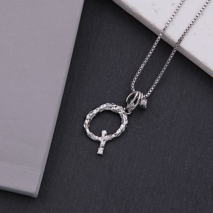 Copper White Gold Plated Simple Style Shiny Letter Inlay Zircon Pendant Necklace