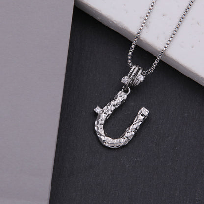 Copper White Gold Plated Simple Style Shiny Letter Inlay Zircon Pendant Necklace