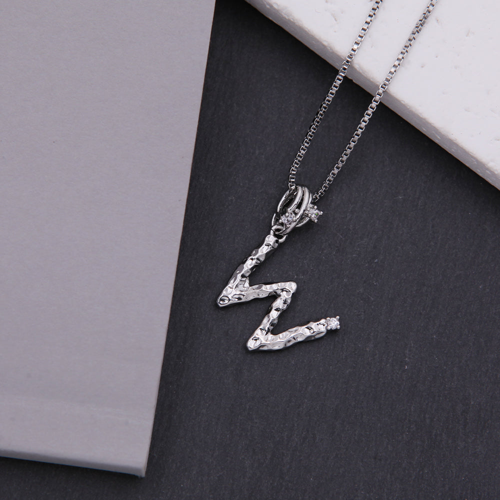 Copper White Gold Plated Simple Style Shiny Letter Inlay Zircon Pendant Necklace