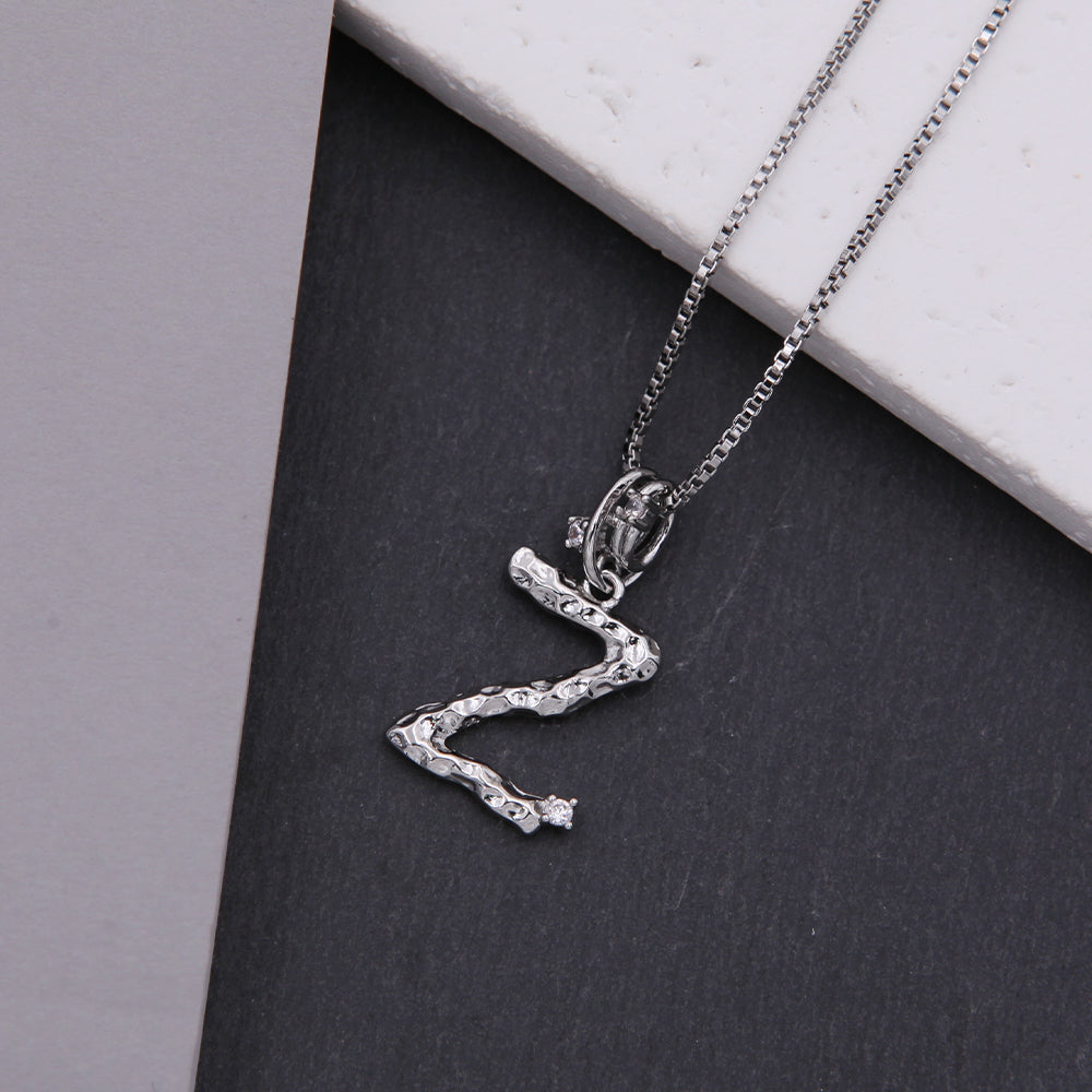 Copper White Gold Plated Simple Style Shiny Letter Inlay Zircon Pendant Necklace