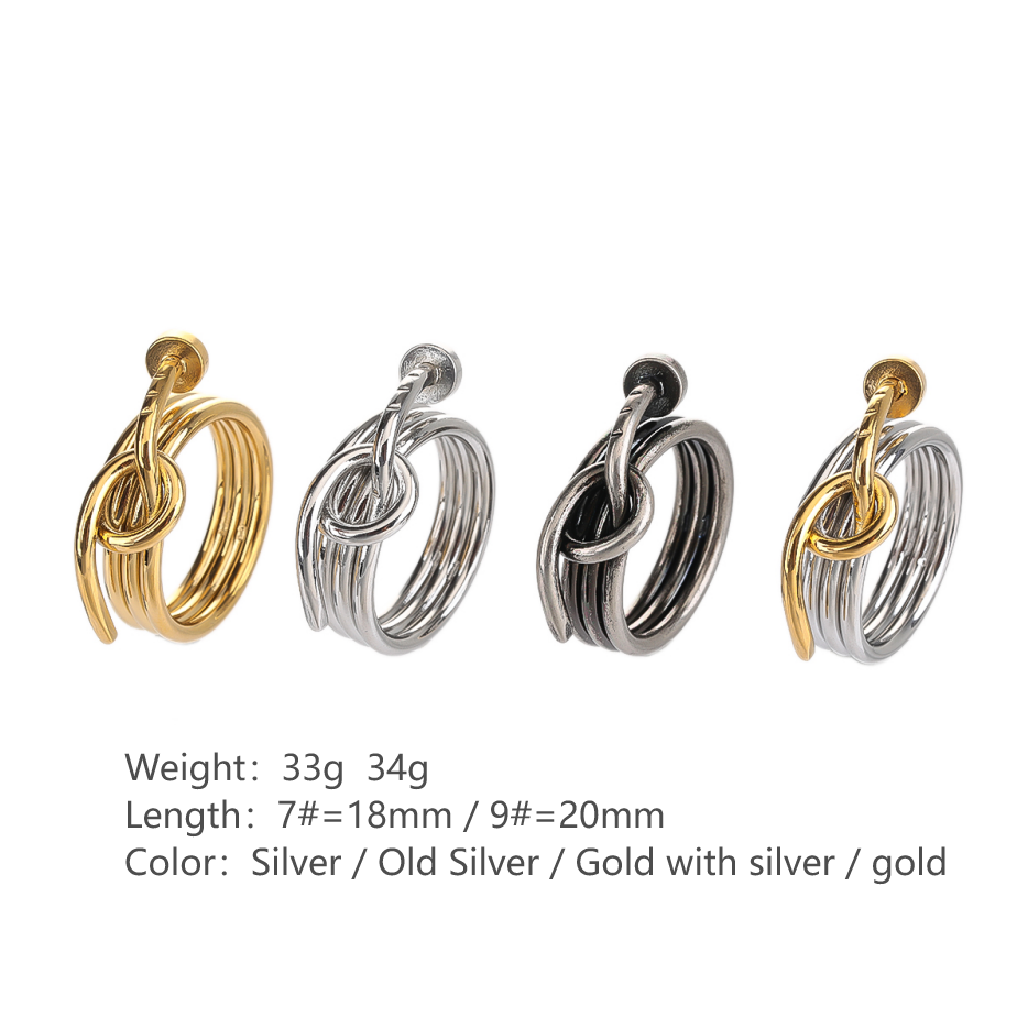 Stainless Steel 18K Gold Plated Hip-Hop Vintage Style Simple Style Solid Color Polishing Plating Rings